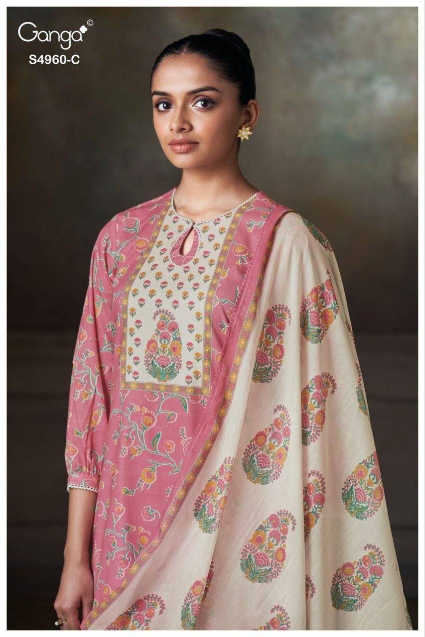 TERSIA 4960 By GANGA 4960a TO 4960d series Beautiful Festive Suits Stylish Colorful Fancy Casual Wear PREMIUM COTTON PRINTED Dresses At Wholesale Price